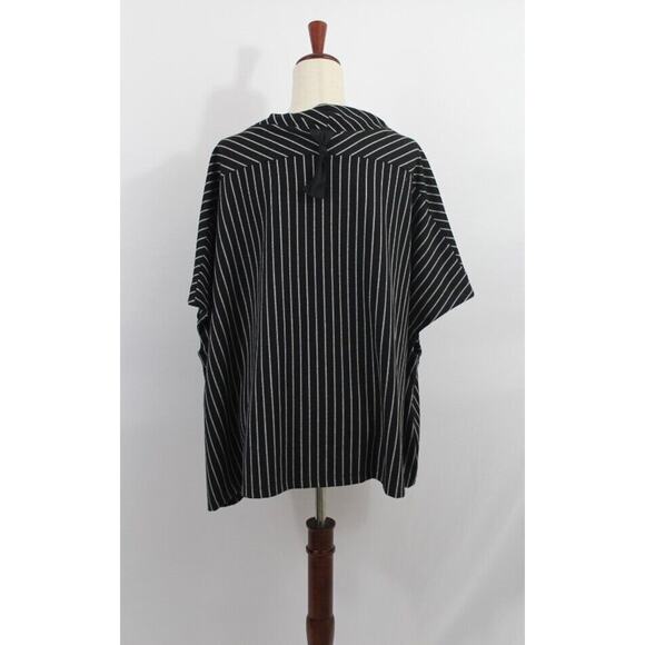 KEDEM SASSON OS 1 2 3 Black Stripe Pullover Poncho Top NWT - Picture 3 of 7